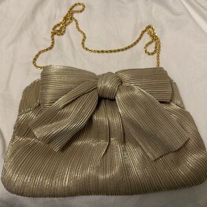 Loeffler Randall Metallic Bow Clutch with Chain